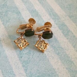 Chic Gold and Green Drop Earrings